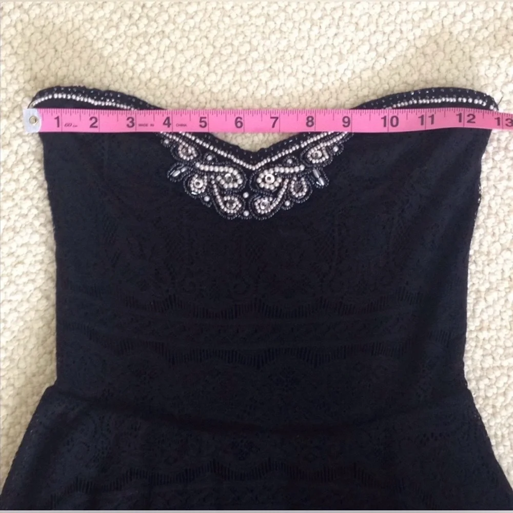 EUC 🌸 Free People Black Strapless Lace & Tulle Mini Dress | Feminine Boho Chic ✨ - Picture 5 of 6